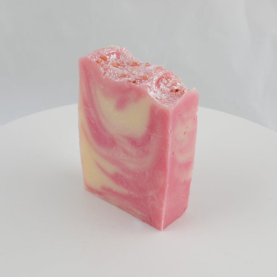 pink and cream swirl bar of soap